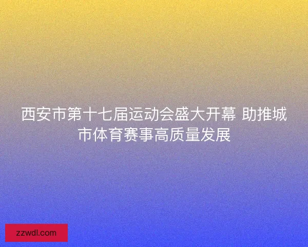 西安市第十七届运动会盛大开幕 助推城市体育赛事高质量发展
