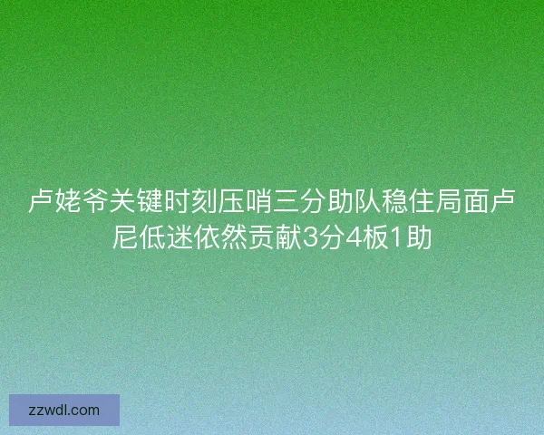 卢姥爷关键时刻压哨三分助队稳住局面卢尼低迷依然贡献3分4板1助